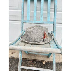 Vintage Pendleton wool fedora with feather accents, Medium